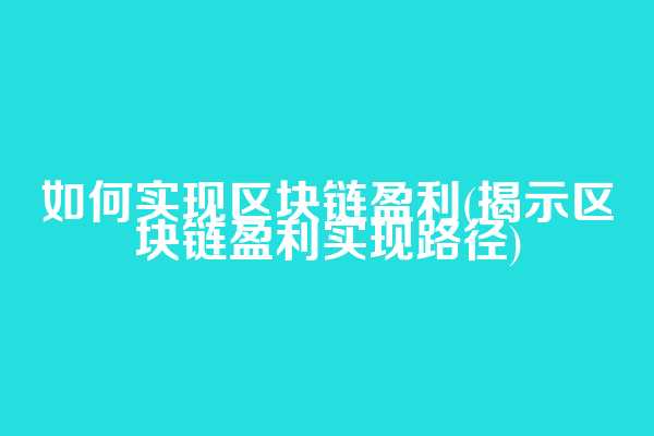 如何实现区块链盈利(揭示区块链盈利实现路径)
