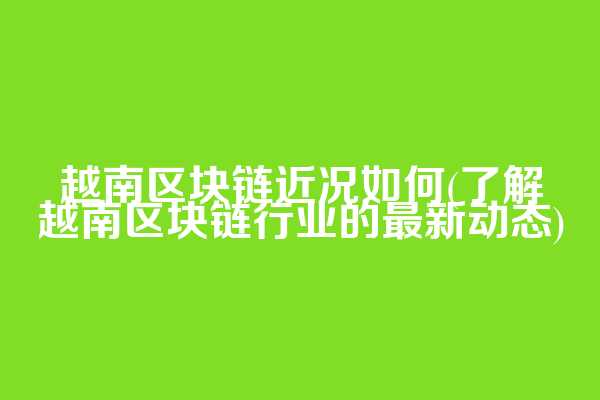 越南区块链近况如何(了解越南区块链行业的最新动态)  第1张