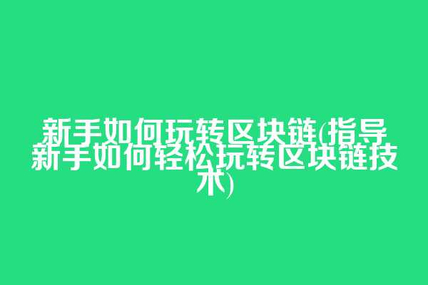 新手如何玩转区块链(指导新手如何轻松玩转区块链技术)