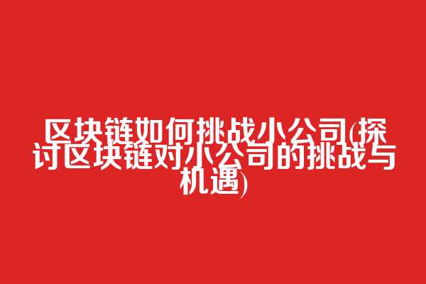 区块链如何挑战小公司(探讨区块链对小公司的挑战与机遇)  第1张