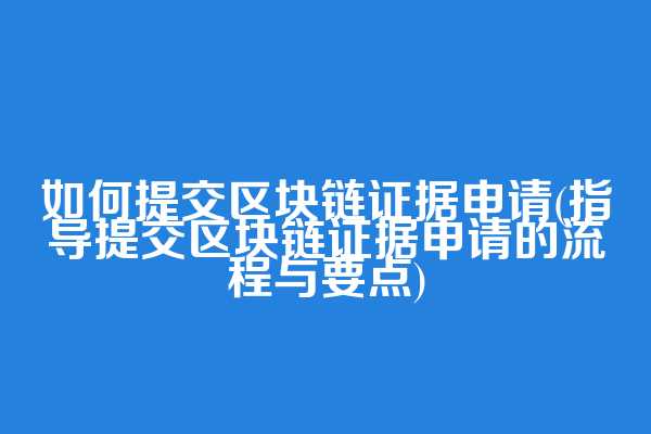 如何提交区块链证据申请(指导提交区块链证据申请的流程与要点)
