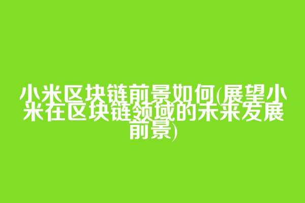 小米区块链前景如何(展望小米在区块链领域的未来发展前景)