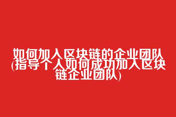 如何加入区块链的企业团队(指导个人如何成功加入区块链企业团队)