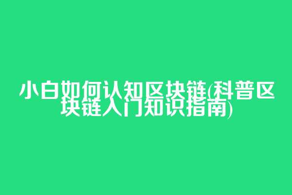 小白如何认知区块链(科普区块链入门知识指南)