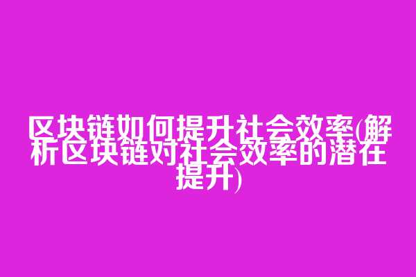 区块链如何提升社会效率(解析区块链对社会效率的潜在提升)