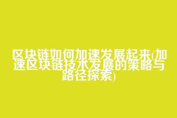 区块链如何加速发展起来(加速区块链技术发展的策略与路径探索)