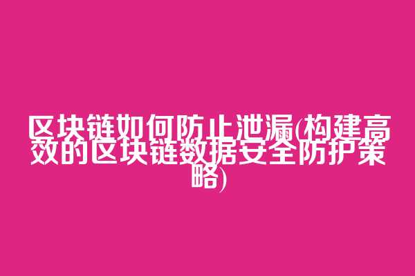 区块链如何防止泄漏(构建高效的区块链数据安全防护策略)