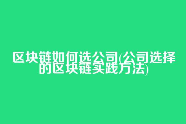 区块链如何选公司(公司选择的区块链实践方法)