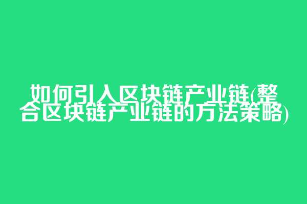如何引入区块链产业链(整合区块链产业链的方法策略)
