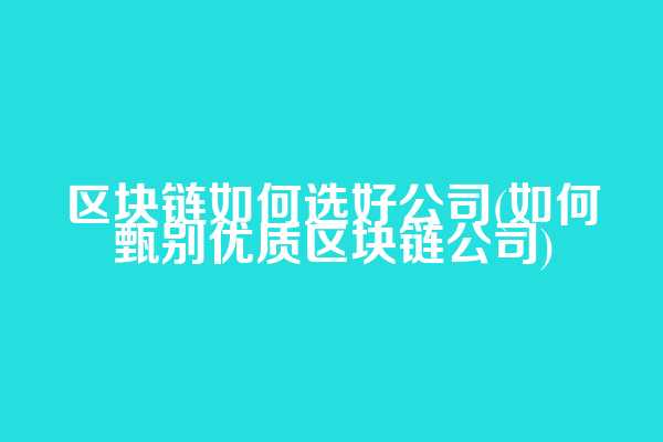 区块链如何选好公司(如何甄别优质区块链公司)
