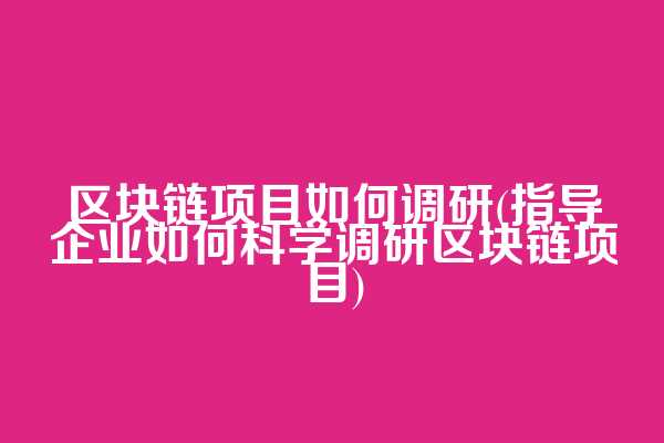 区块链项目如何调研(指导企业如何科学调研区块链项目)
