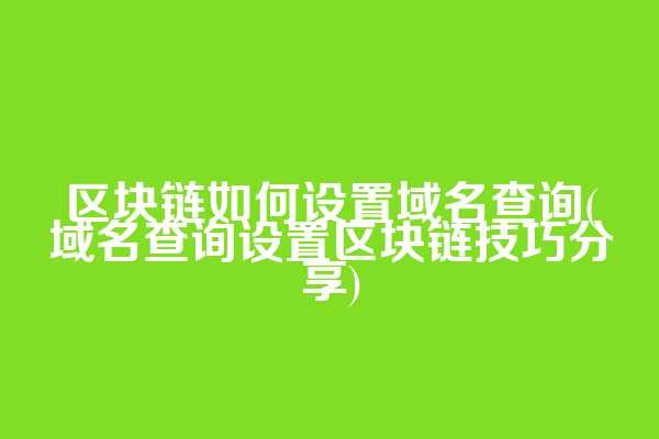 区块链如何设置域名查询(域名查询设置区块链技巧分享)