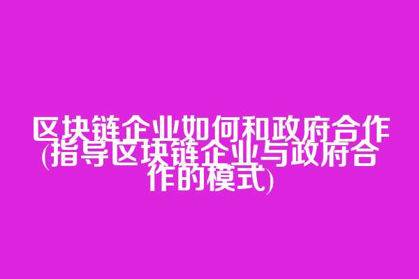 区块链企业如何和政府合作(指导区块链企业与政府合作的模式)